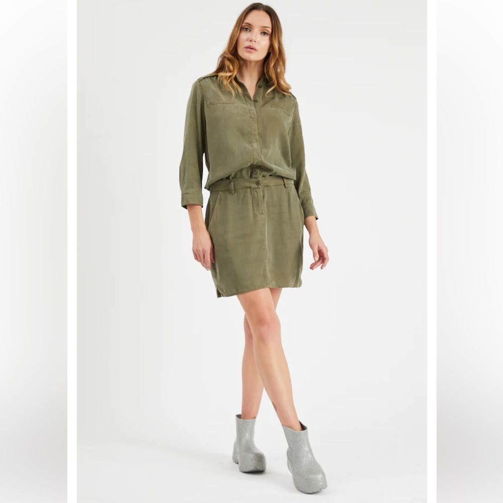 Etienne Marcel Denim EM7103 Tunic Dress in Military Green L NWOT